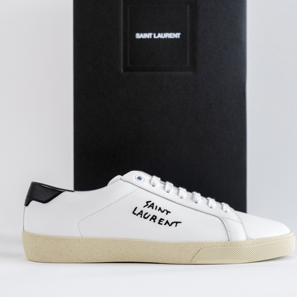 Saint Laurent Court Classic Sl/06 Embroidered Men's Sneakers New Auth US 9.5 - Picture 3 of 13